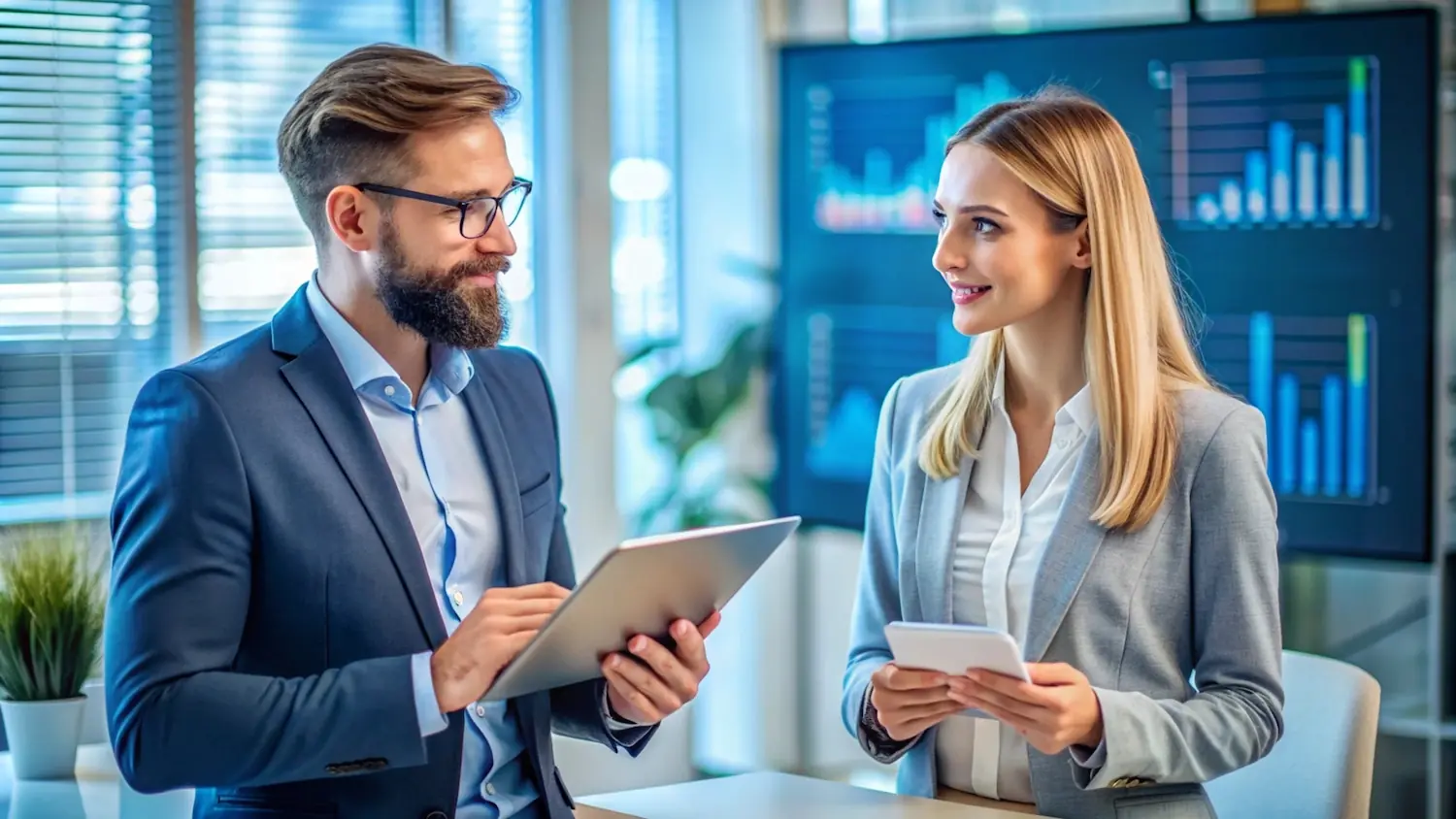business-people-discussing-data-tablets